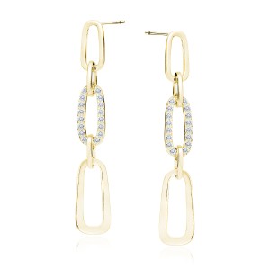 Cercei argint lungi placati cu aur galben cu pietre DiAmanti Z1953EG_W-DIA (Argint 925‰ 2,3 g.)